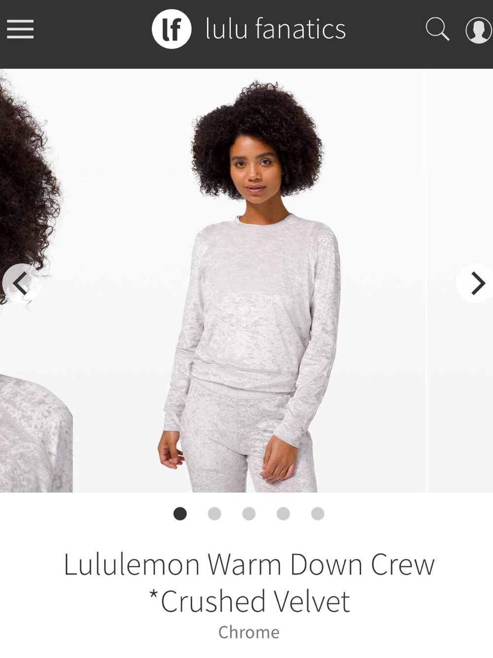 Lululemon Warm Down Crew
*Crushed Velvet Size 6